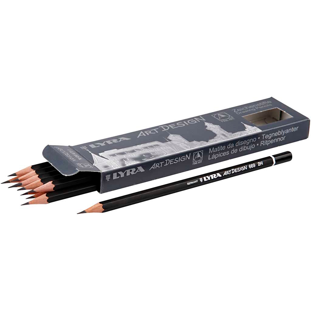 Art Design Drawing Pencils, dia. 6,9 mm, 2H, lead 1,8 mm, 12 pc