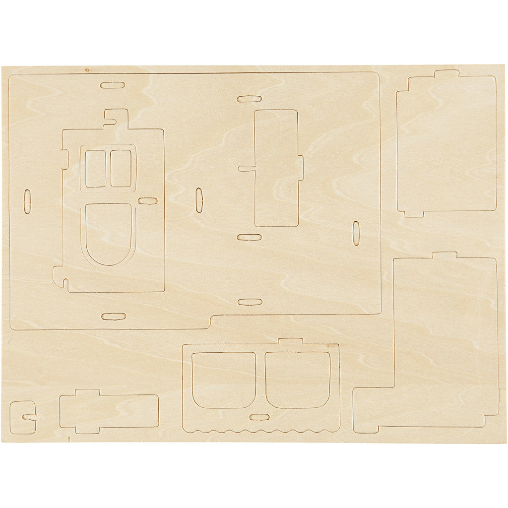 Kit de Construction 3D en bois, Maison avec véranda, dim. 22,5x16x17,5, 1 pièce [HOB-57876]