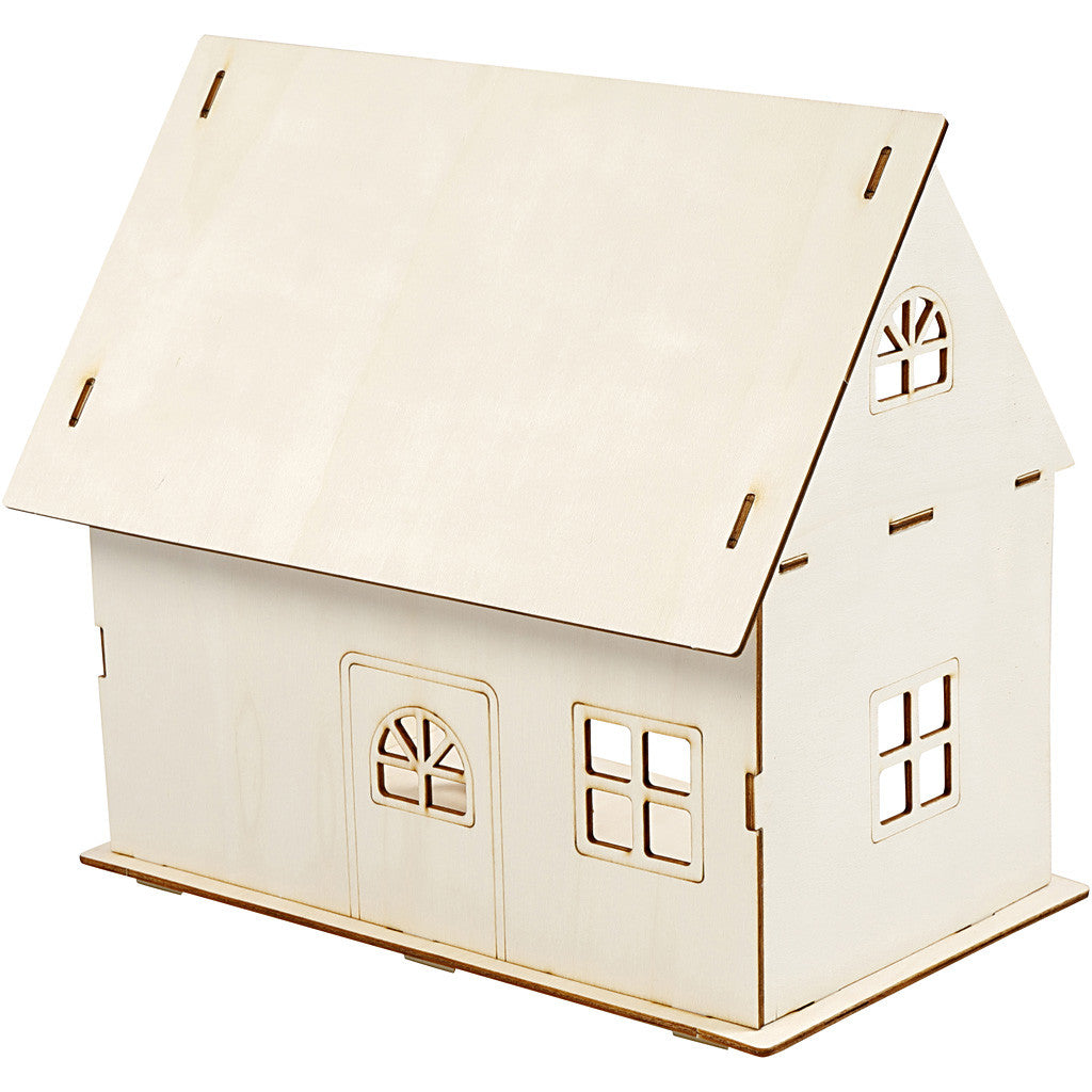 Kit de construction d'une maison de poupée, H : 25 cm, dim. 18x27 cm, 1 pièce [HOB-57879]