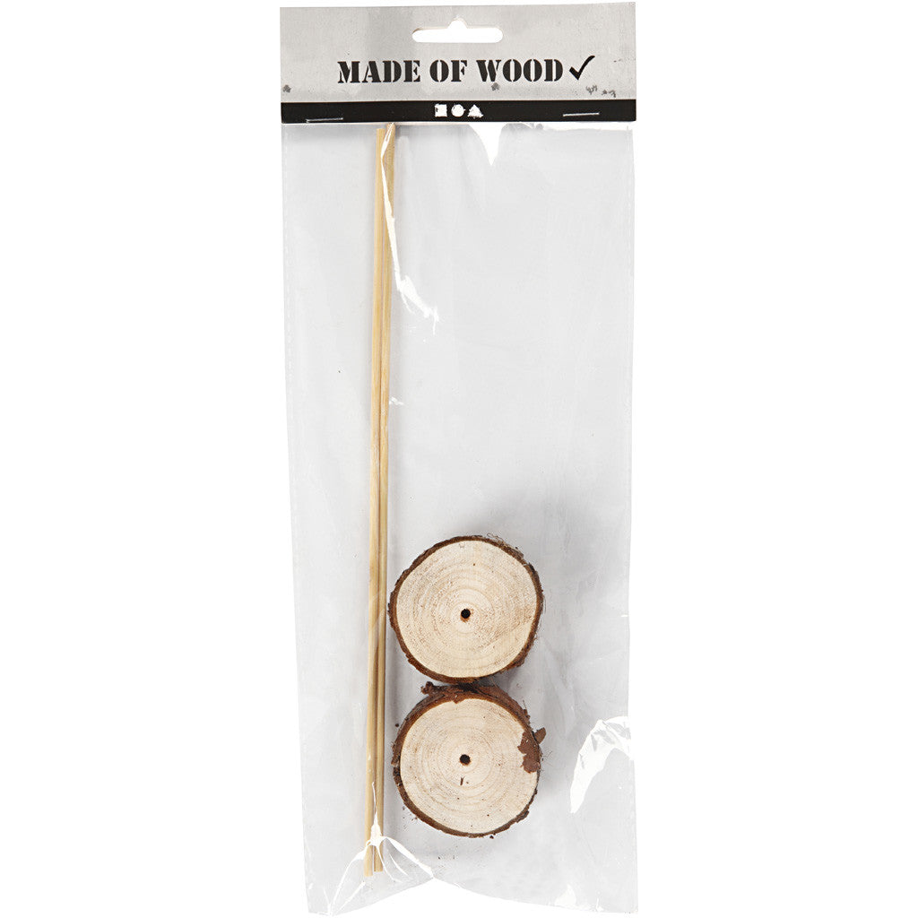 Socles en bois, H : 3 cm, d 5 cm, 2 set/ 1 Pq. [HOB-57929]