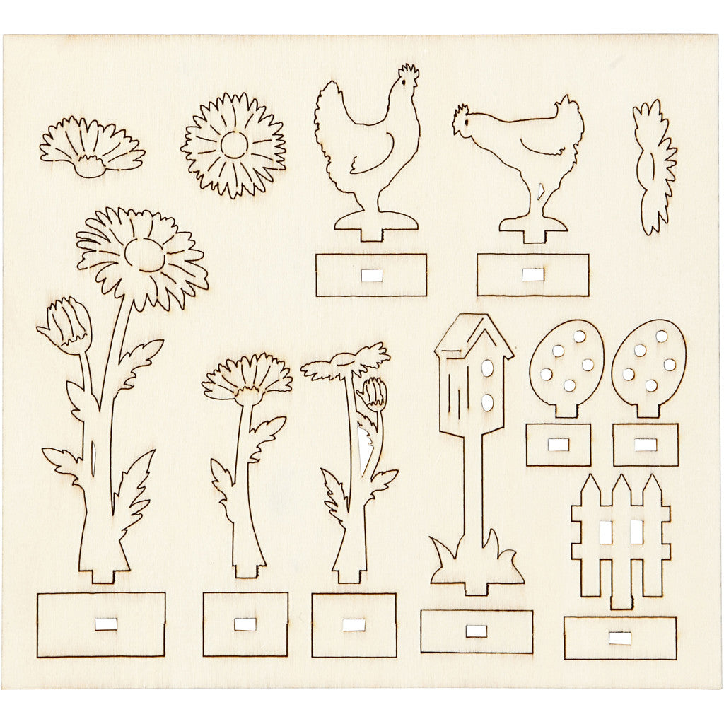 Figurines à assembler, L : 15,5 cm, L : 17 cm, ép. 3 mm, 1 Pq. [HOB-57941]