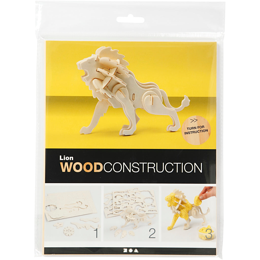 Figurine à assembler en 3D, lion, dim. 18,5x7x7,3, 1 pièce [HOB-580506]