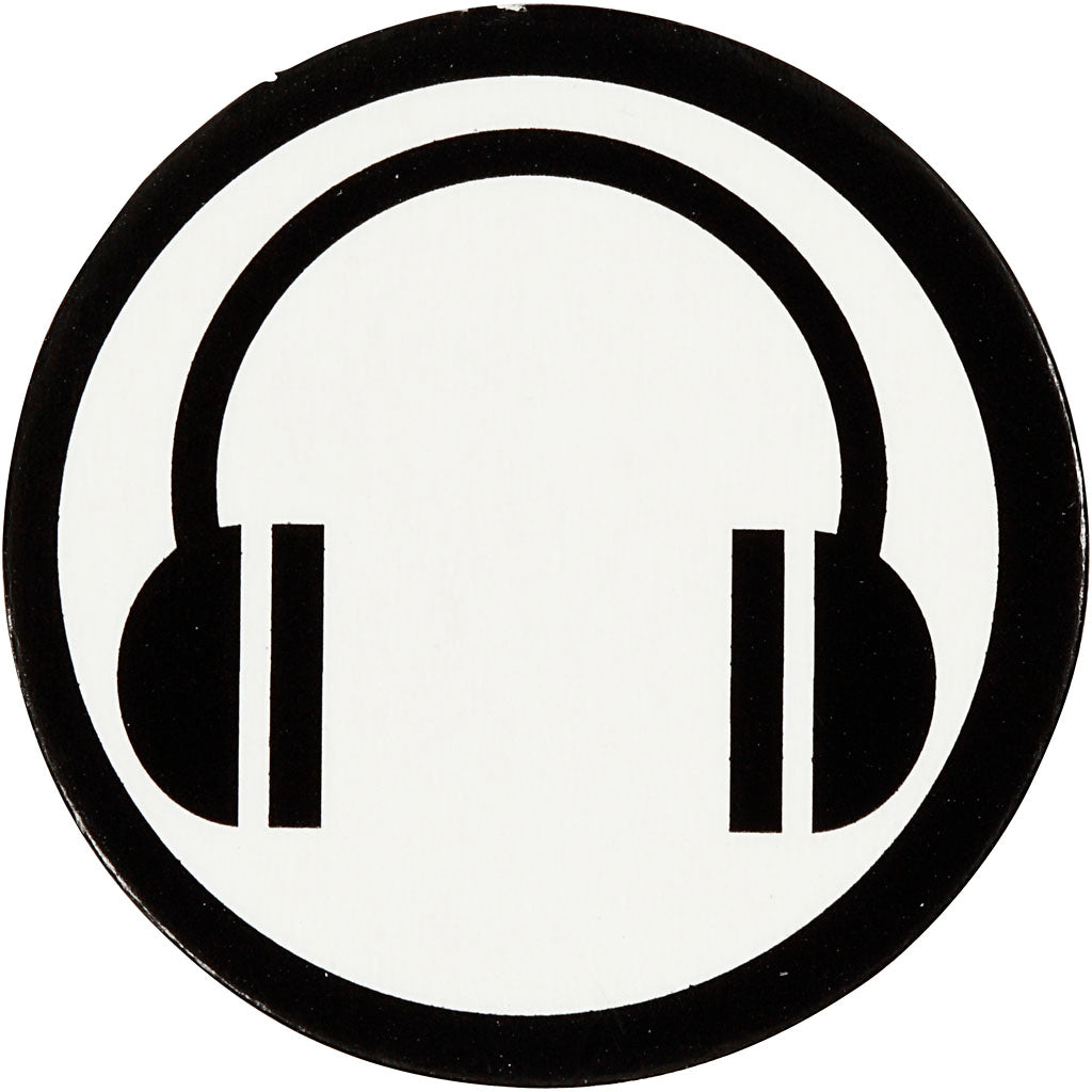 Cardboard Emblem, dia. 25 mm, white/black, 20 pc