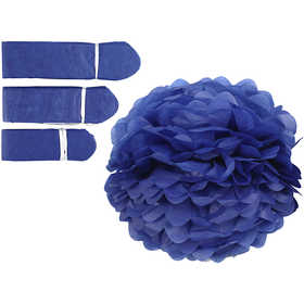 Pompons en papier, d 20+24+30 cm, 16 gr, bleu foncé, 3 pièces/ 1 Pq. [HOB-590004]