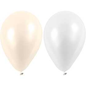 Ballons, ronds, d 23 cm, blanc, nacré, 10 pièces/ 1 Pq. [HOB-59148]