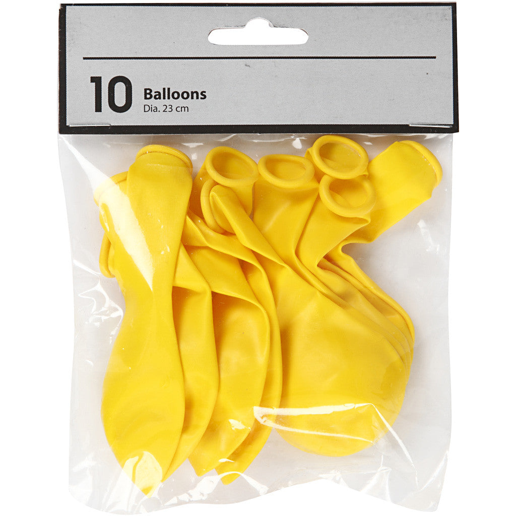 Ballons, rond, d 23 cm, jaune, 10 pièces/ 1 Pq. [HOB-59170]