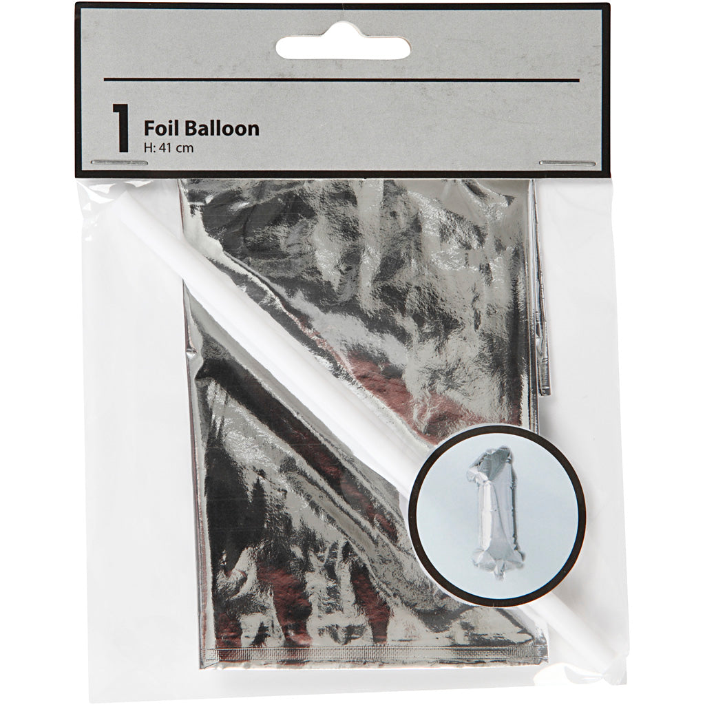 Ballon en aluminium, argent, 1, H: 41 cm, 1 pièce [HOB59185]