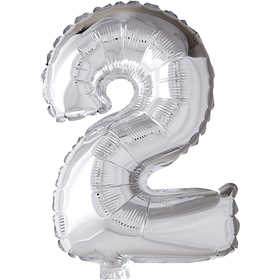 Ballon en aluminium, 2, H : 41 cm, argent, 1 pièce [HOB-59186]