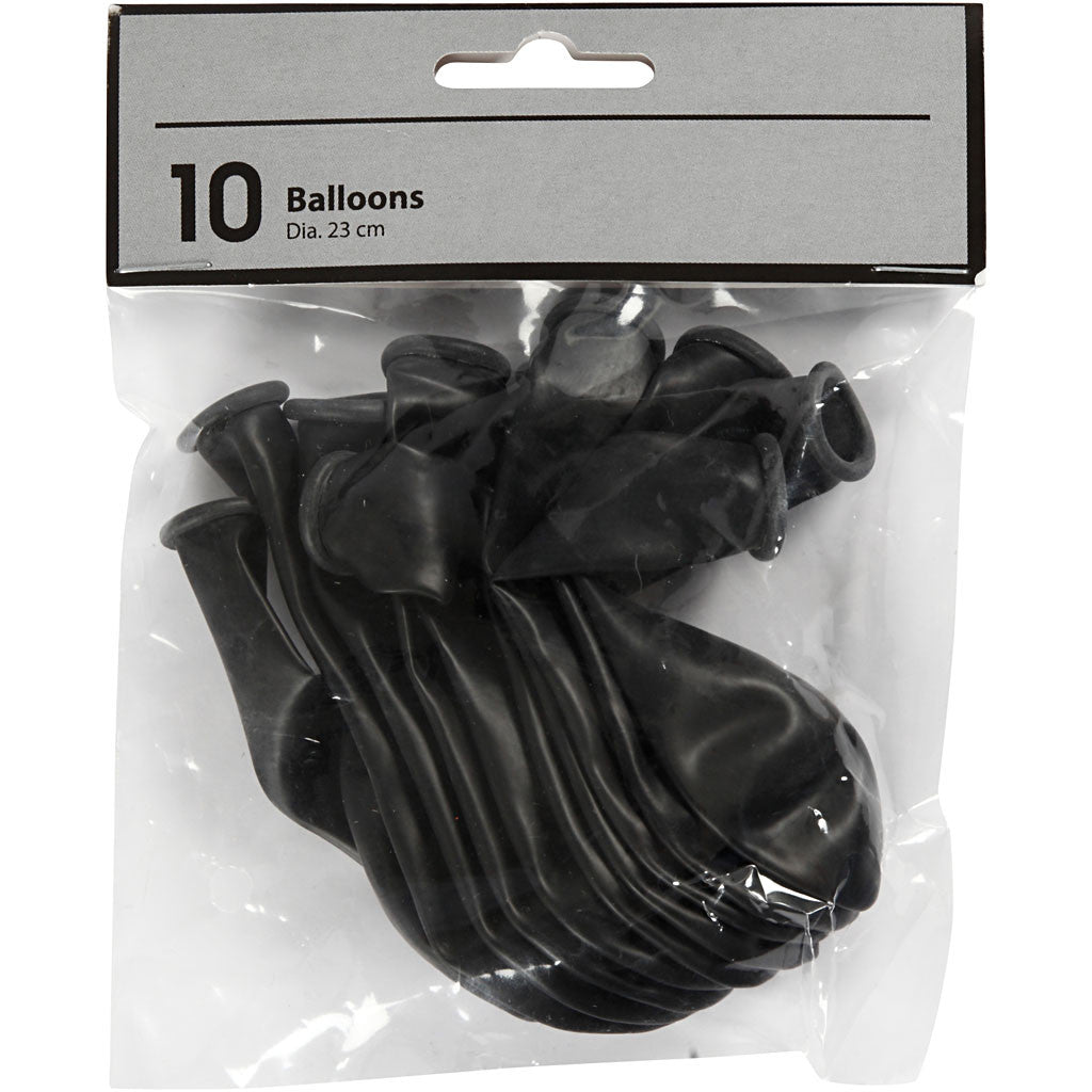 Ballons, d 23 cm, noir, 10 pièces/ 1 Pq. [HOB-592002]