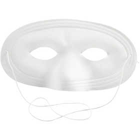 Masque demi-visage, H : 10 cm, L : 17,5 cm, blanc, 1 pièce [HOB-592400]