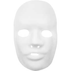 Masque visage , H : 24 cm, L : 15,5 cm, blanc, 12 pièces/ 1 Pq. [HOB-59242]