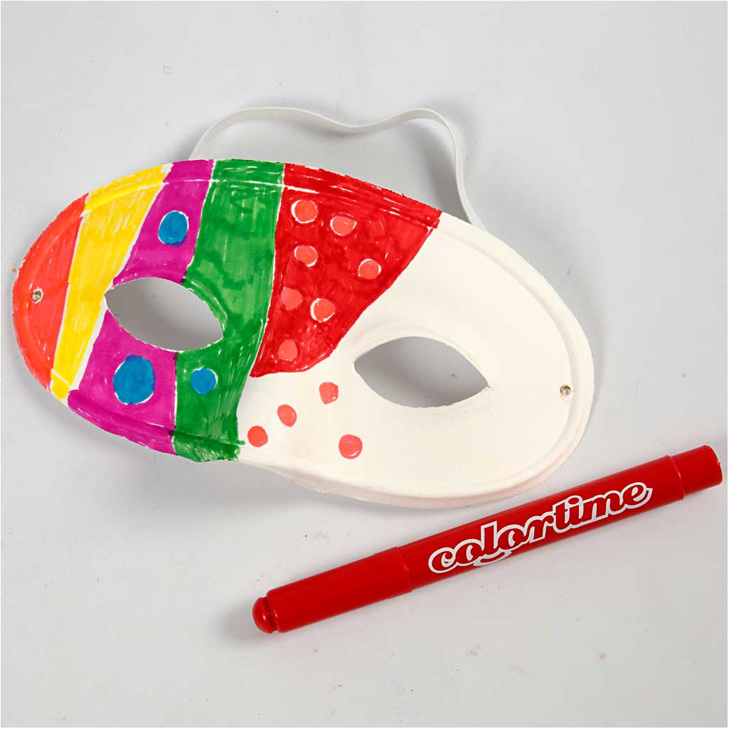 Masque demi-visage, H : 9,5 cm, L : 18,5 cm, blanc, 10 pièces/ 1 Pq. [HOB-59255]