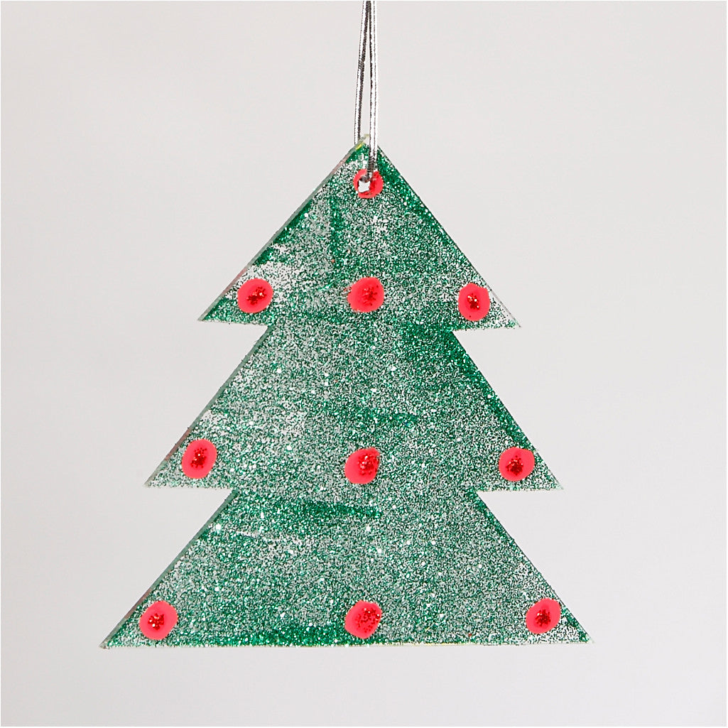 Décorations en acrylique, arbre de Noël, H : 8 cm, ép. 2 mm, 5 pièces/ 1 Pq. [HOB-592980]