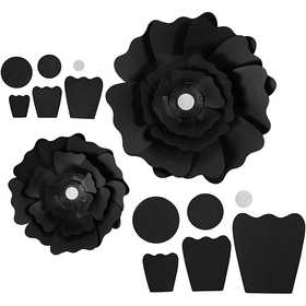 Fleurs en papier, d 15+25 cm, 230 gr, noir, 2 pièces/ 1 Pq. [HOB-599902]