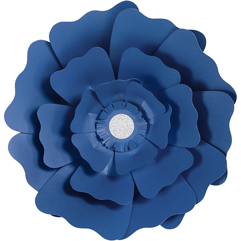 Fleurs en papier, d 15+25 cm, 230 gr, bleu, 2 pièces/ 1 Pq. [HOB-599904]