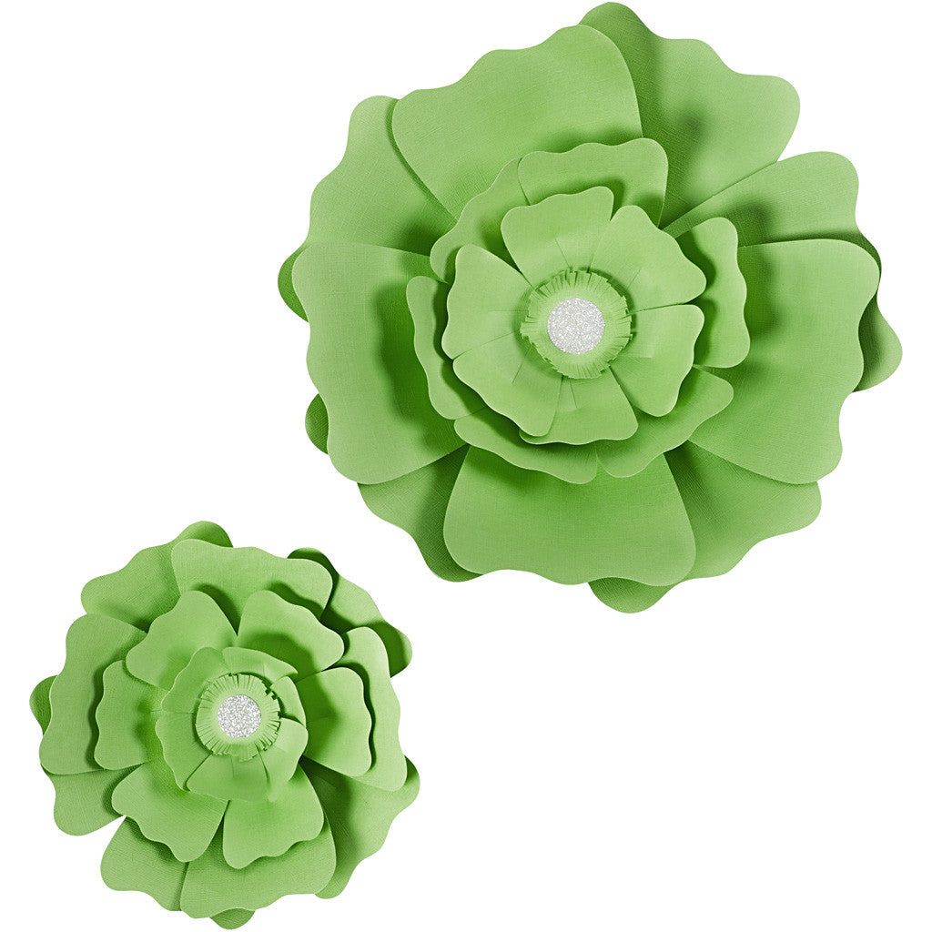 Fleurs en papier, d 15+25 cm, 230 gr, vert, 2 pièces/ 1 Pq. [HOB-599907]