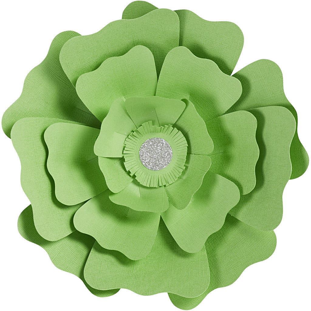 Fleurs en papier, d 15+25 cm, 230 gr, vert, 2 pièces/ 1 Pq. [HOB-599907]