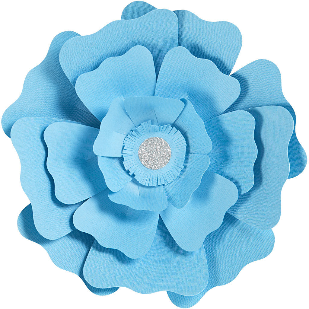 Fleurs en papier, d 15+25 cm, 230 gr, bleu clair, 2 pièces/ 1 Pq. [HOB-599908]