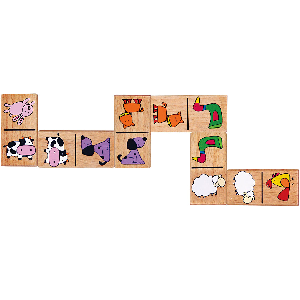 Jeu de dominos pour enfants 28 pièces VIGA, dim. 3,5x7x0,7 cm, 28 pièces, 1 pièce [HOB-907782]