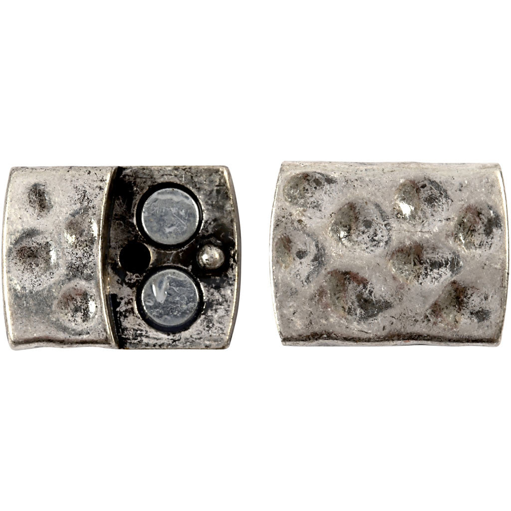 Fermoir magnétique, dim. 7x29 mm, diamètre intérieur 3x10 mm, argent antique, 1 pièce [HOB-600010]