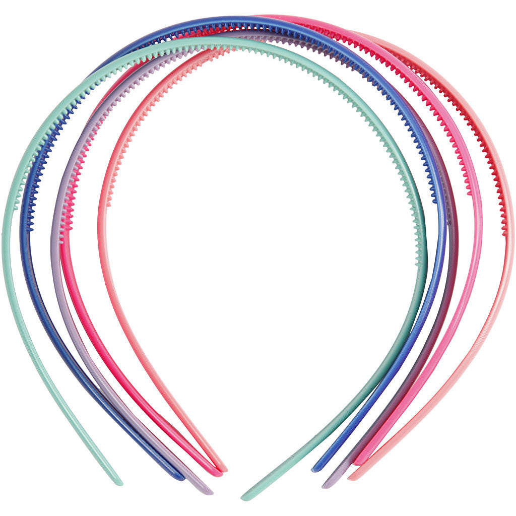 Diadèmes, L : 8 mm, ass. de couleurs, 5 pièces/ 1 Pq. [HOB-600830]