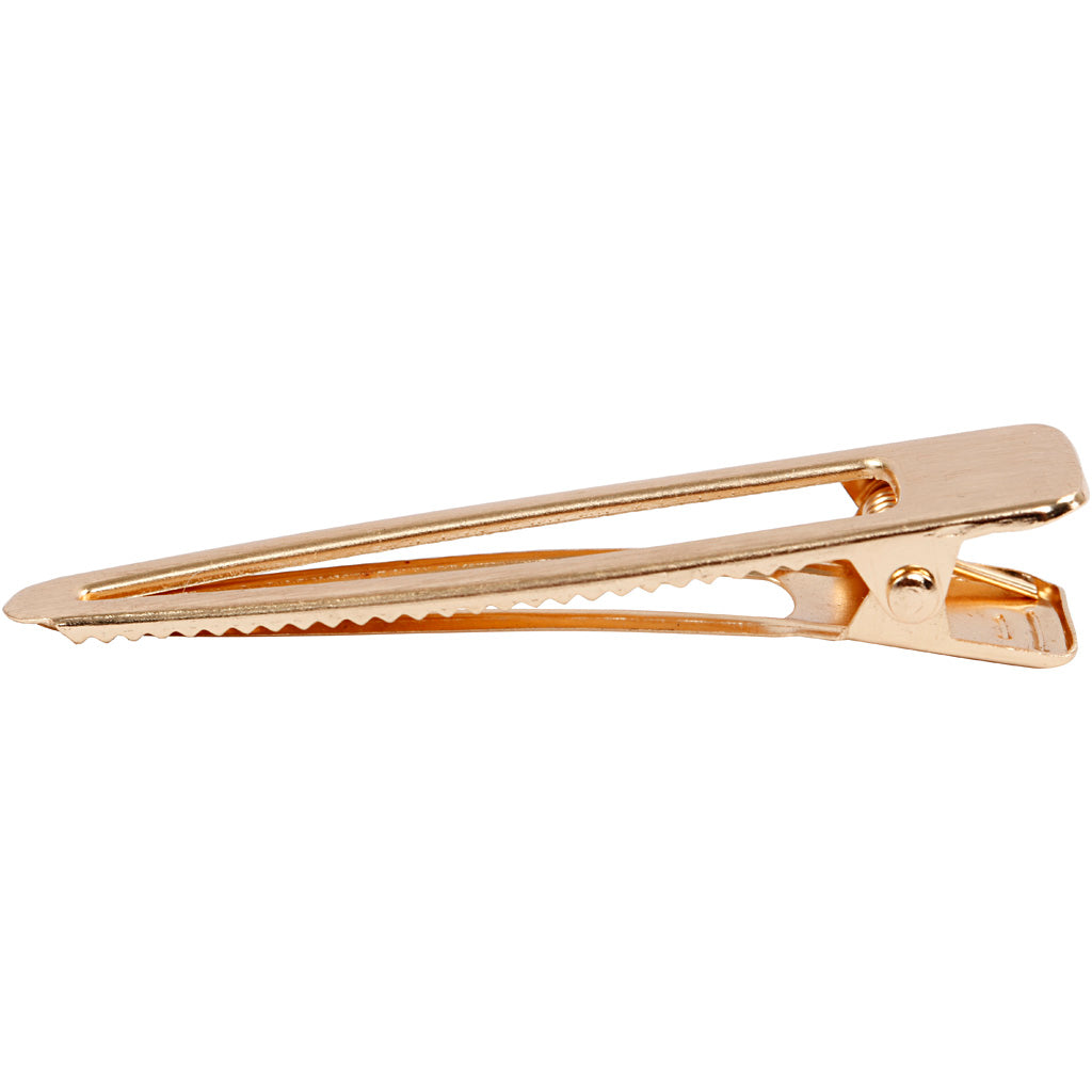 Pince à cheveux, L : 75 mm, L : 16 mm, doré, 1 pièce [HOB-600983]
