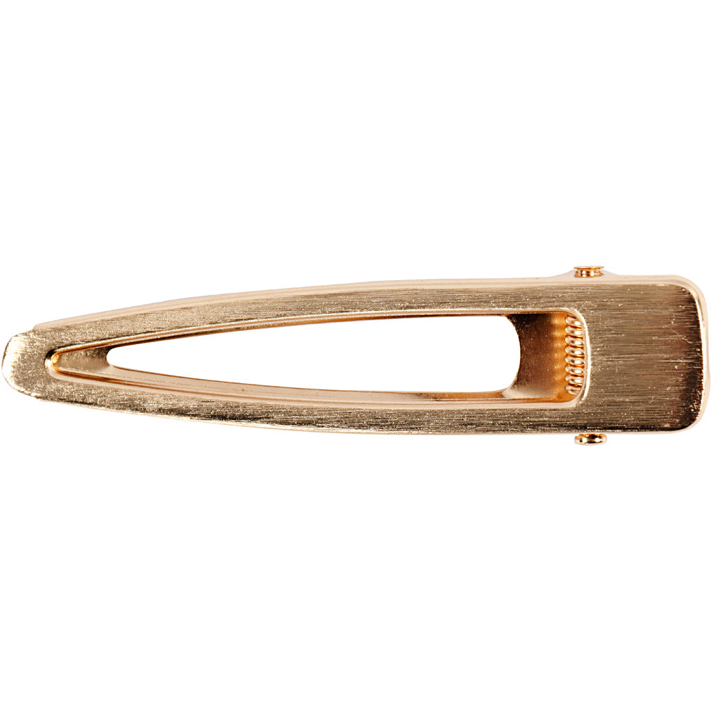 Pince à cheveux, L : 75 mm, L : 16 mm, doré, 1 pièce [HOB-600983]