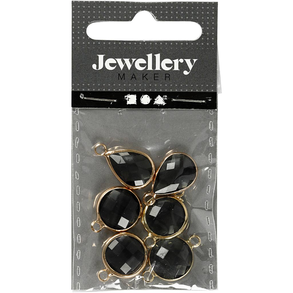 Pendentif pour bijoux, H : 15-20 mm, diamètre intérieur 2 mm, gris, 1 Pq. [HOB-61021]