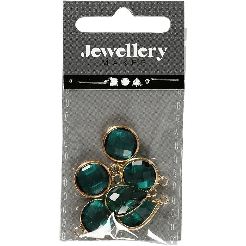 Pendentif pour bijoux, H : 15-20 mm, diamètre intérieur 2 mm, vert, 1 Pq. [HOB-61023]