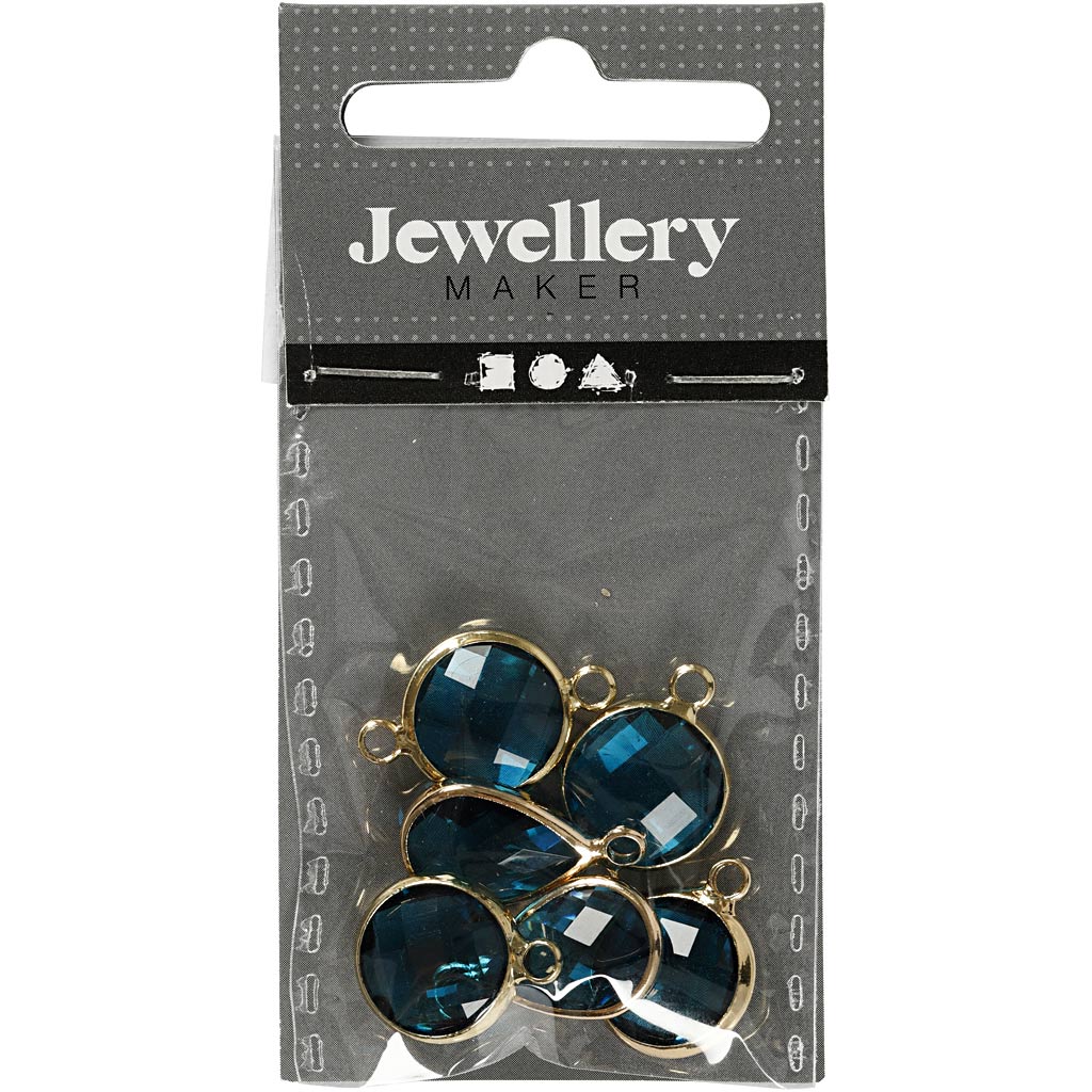Pendentif pour bijoux, H : 15-20 mm, diamètre intérieur 2 mm, turquoise, 1 Pq. [HOB-61027]
