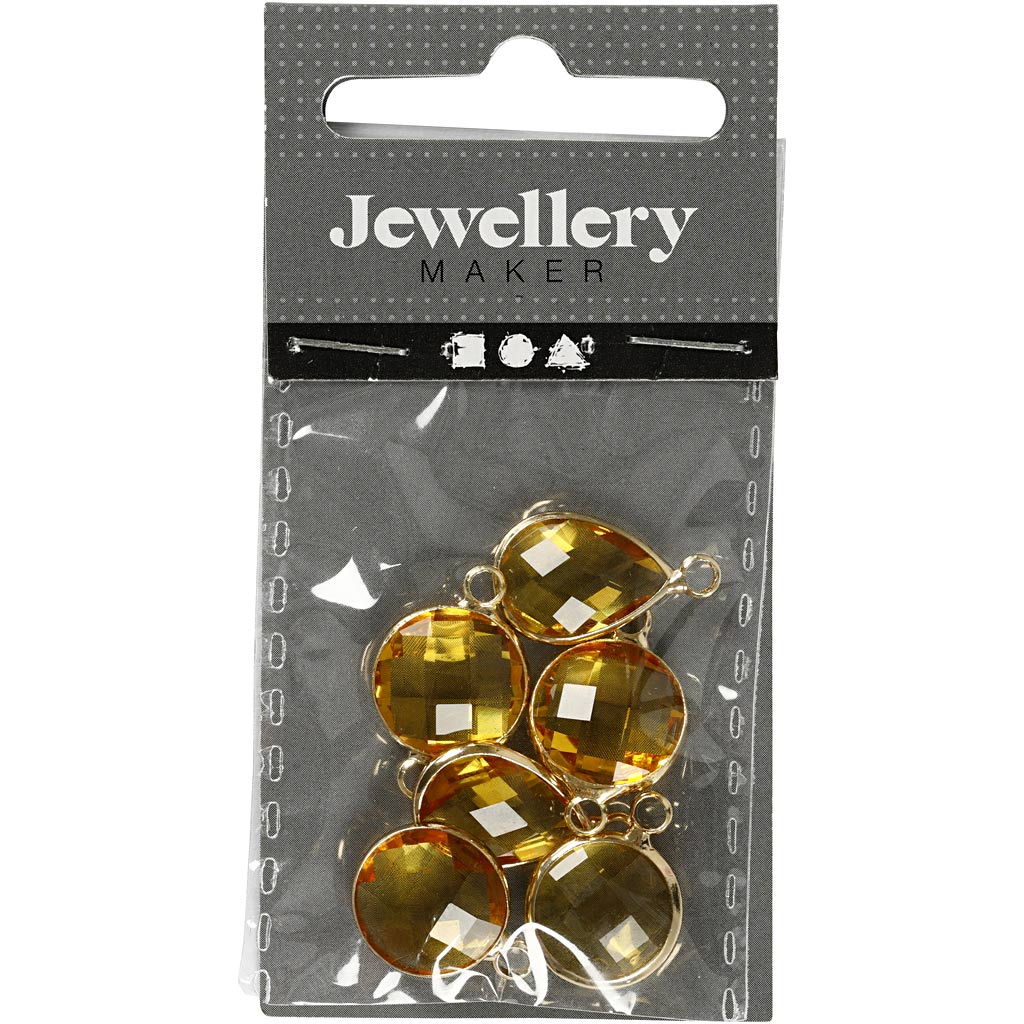 Pendentif pour bijoux, H : 15-20 mm, diamètre intérieur 2 mm, jaune, 1 Pq. [HOB-61029]