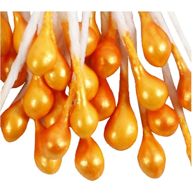 Étamines de Fleurs, L : 6,4 cm, d 2 mm, orange métallique, 100 pièces/ 1 Pq. [HOB-610353]