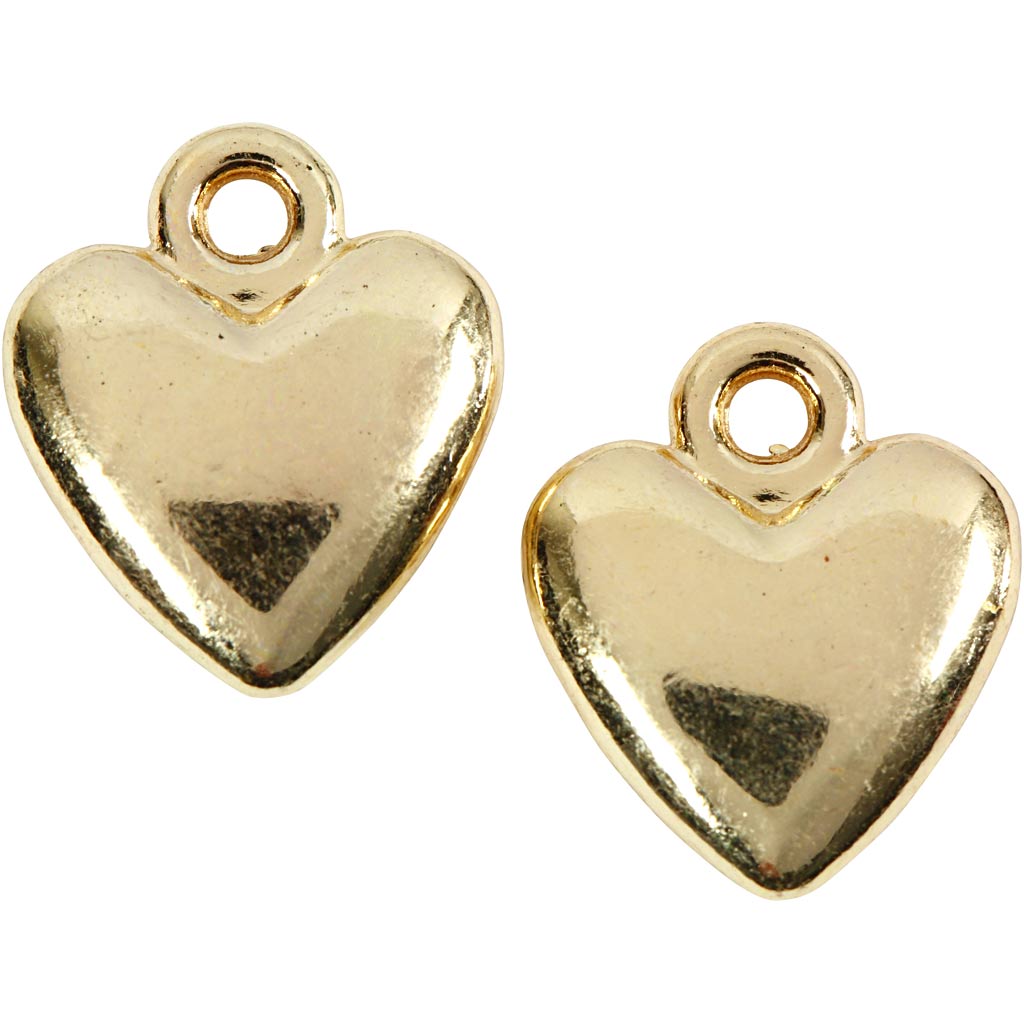 Heart Pendant, size 13x15 mm, gold-plated, 10 pc