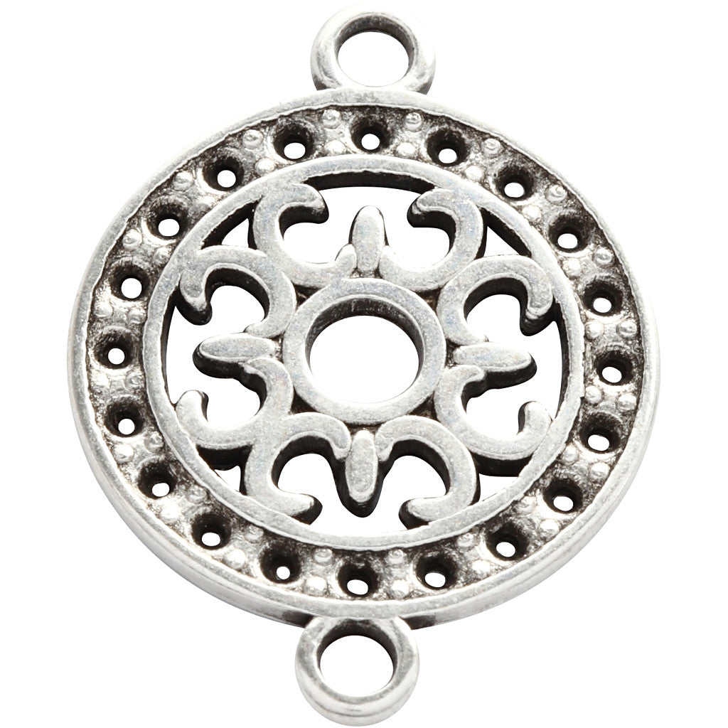 Pendentif, d 14 mm, diamètre intérieur 1,2 mm, argenté, 5 pièces/ 1 Pq. [HOB-61173]