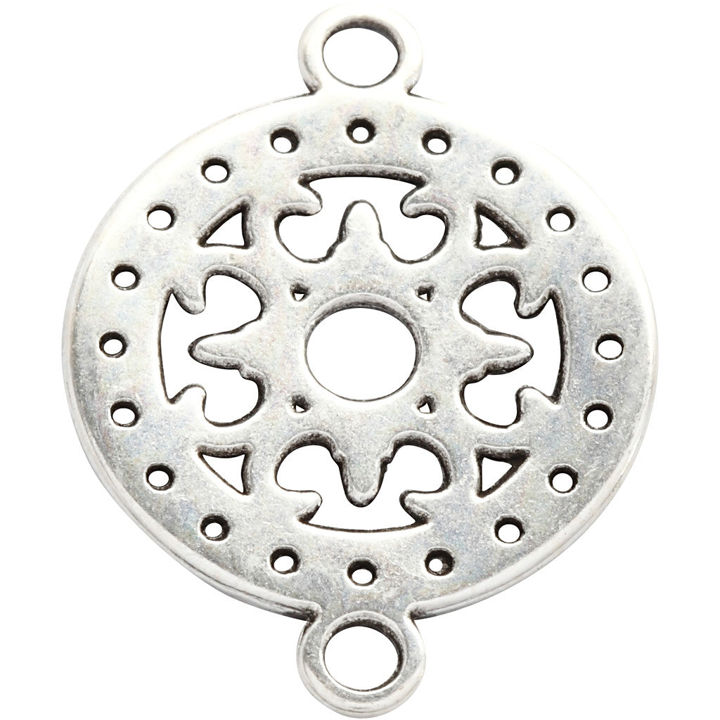 Pendentif, d 14 mm, diamètre intérieur 1,2 mm, argenté, 5 pièces/ 1 Pq. [HOB-61173]