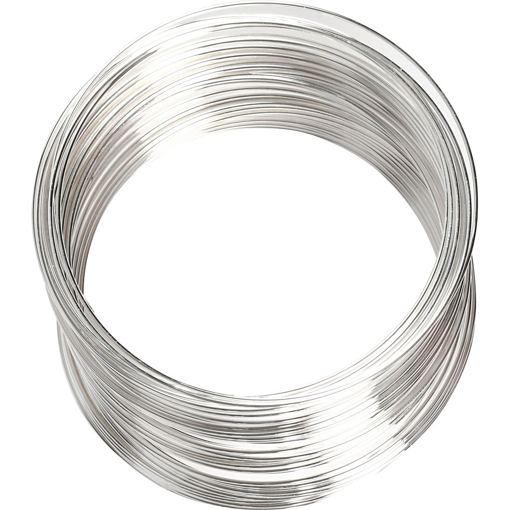 Memory Wire, dia. 6 cm, thickness 0,8 mm, ca. 11,5 m, silver-plated