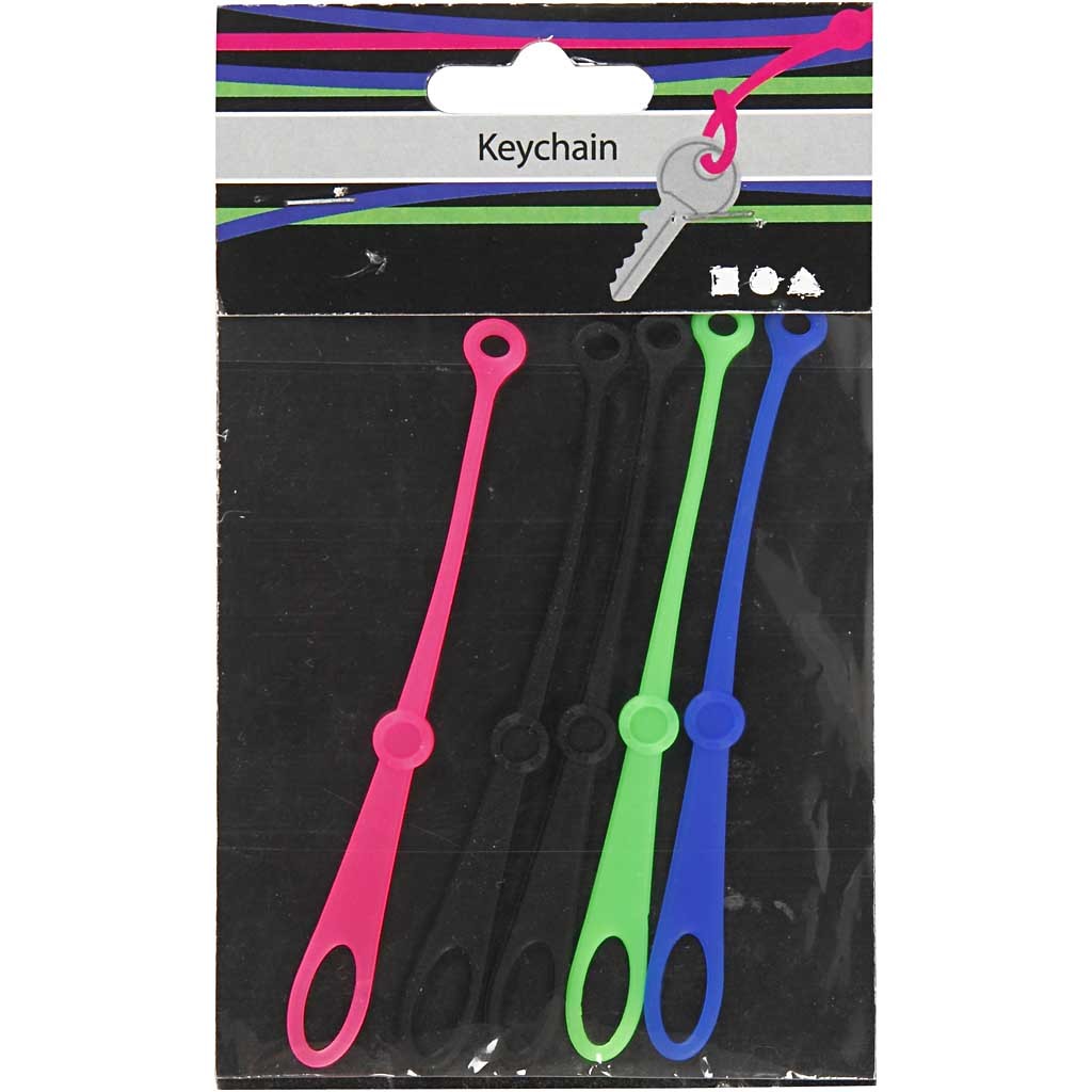 Porte-clés en silicone, L : 10,5 cm, L : 1 cm, 5 pièces/ 1 Pq. [HOB-615870]