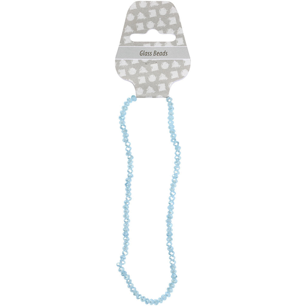 Perles à Facettes, dim. 3x4 mm, diamètre intérieur 0,8 mm, bleu azur, 100 pièces/ 1 Pq. [HOB-61663]