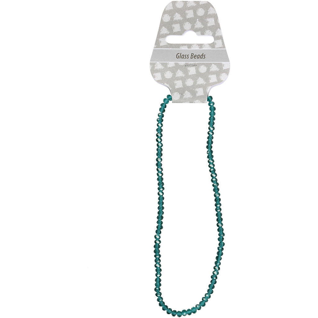 Perles à Facettes, dim. 3x4 mm, diamètre intérieur 0,8 mm, émeraude, 100 pièces/ 1 Pq. [HOB-61664]