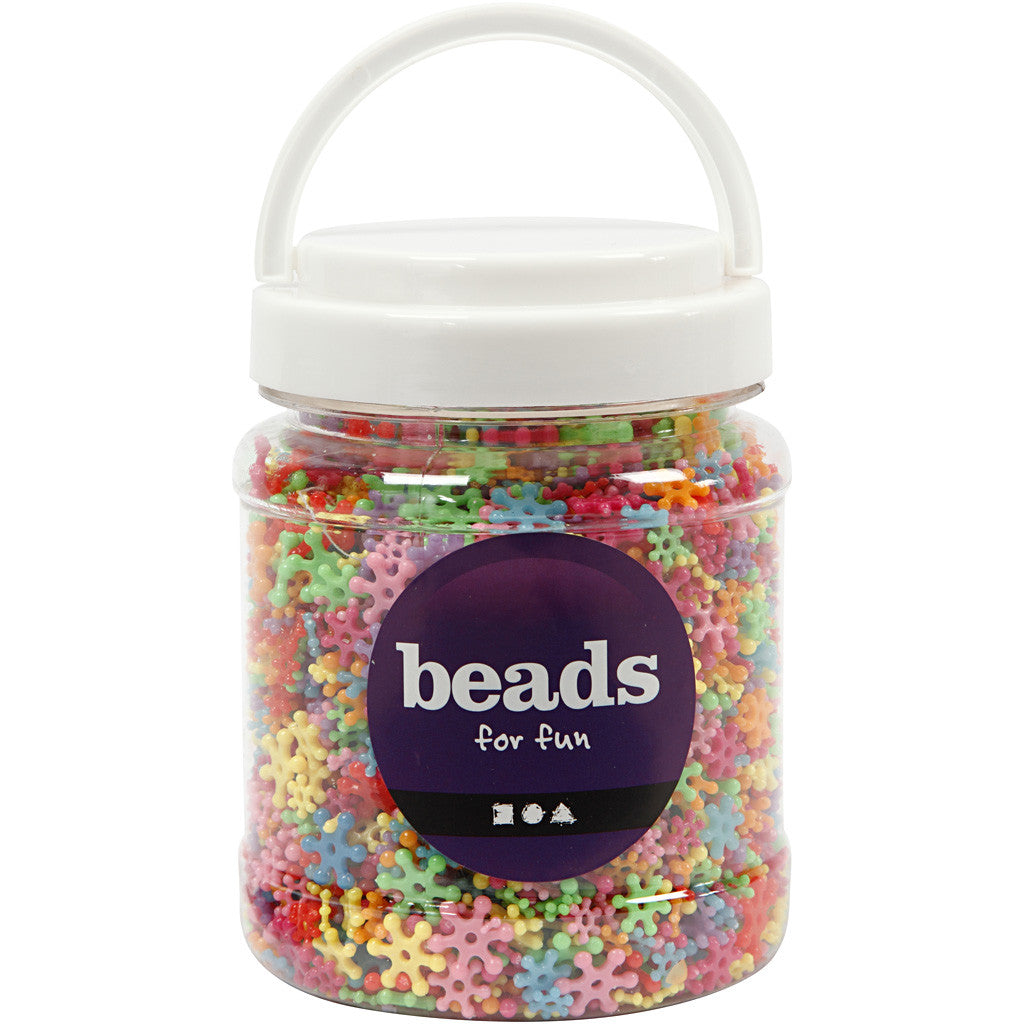 Perles Plastique Novelty, d 7-13,5 mm, diamètre intérieur 2 mm, ca. 4000 pièce, ass. de couleurs, 270 gr, 700 ml/ 1 boîte [HOB-61761]