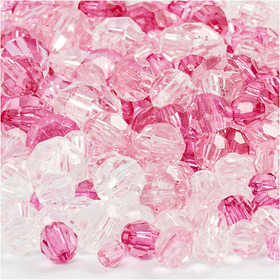 Perles à facettes, dim. 4-12 mm, diamètre intérieur 1-2,5 mm, ca. 860 pièce, pink (081), 250 gr/ 1 Pq. [HOB-61884]