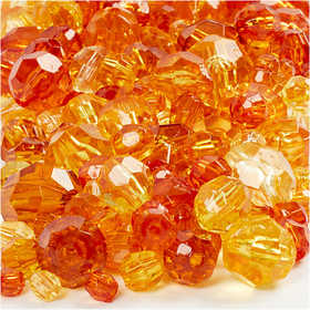 Perles à facettes, dim. 4-12 mm, diamètre intérieur 1-2,5 mm, ca. 860 pièce, jaune (32227), 250 gr/ 1 Pq. [HOB-61886]