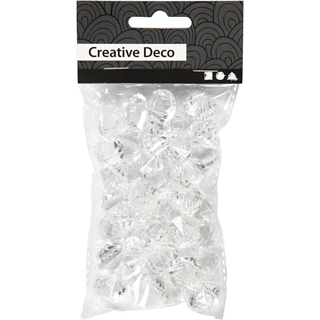 Perles acryliques, dim. 17x16 mm, diamètre intérieur 1,2 mm, brillant transparent, 43 pièces/ 1 Pq. [HOB-636880]