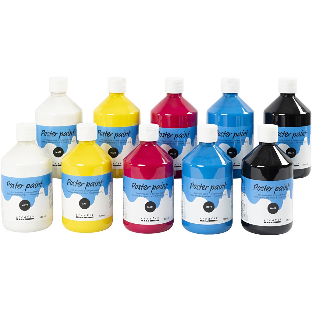 Poster paint Matte, primary colours, 10x500 ml