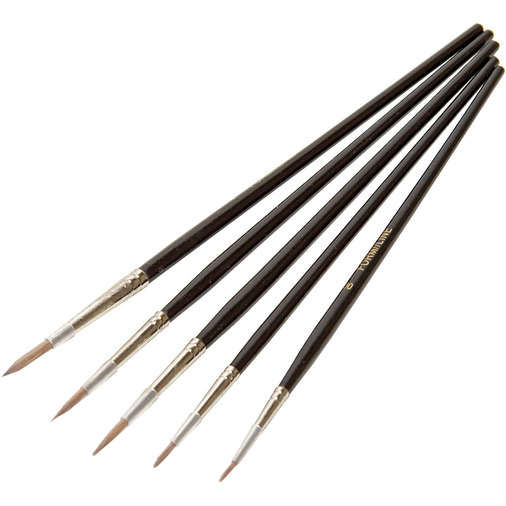 Watercolour brush set made from imitation marten hair, 5 pc/ 1 bag