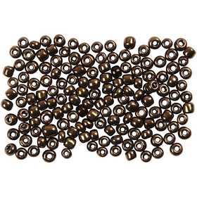 Perles de Rocaille, d 3 mm, dim. 8/0, diamètre intérieur 0,6-1,0 mm, bronze, 25 gr/ 1 Pq. [HOB-682221]
