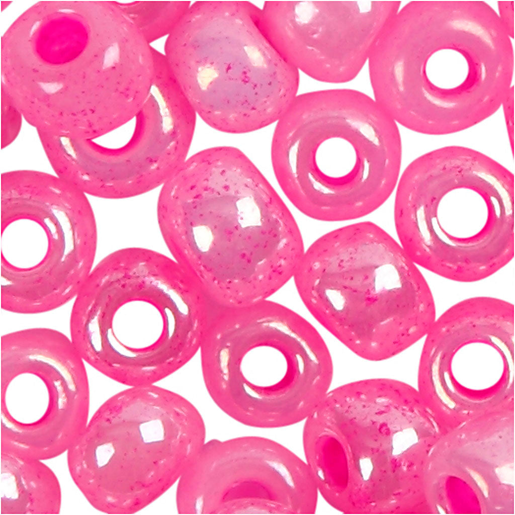 Perles de Rocaille, d 3 mm, dim. 8/0, diamètre intérieur 0,6-1,0 mm, rose, 25 gr/ 1 Pq. [HOB-682321]