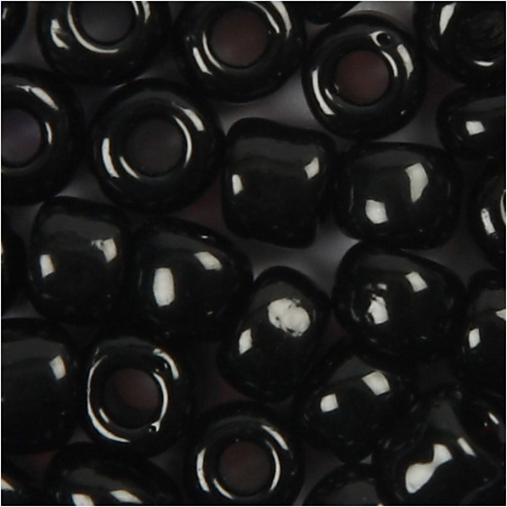 Perles de Rocaille, d 3 mm, dim. 8/0, diamètre intérieur 0,6-1,0 mm, noir, 25 gr/ 1 Pq. [HOB-682341]