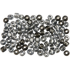Perles de Rocaille, d 4 mm, dim. 6/0, diamètre intérieur 0,9-1,2 mm, gris transparent, 25 gr/ 1 Pq. [HOB-682741]