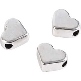 Perle espaceur, dim. 5,5x7 mm, diamètre intérieur 1 mm, argenté, 3 pièces/ 1 Pq. [HOB-69091]